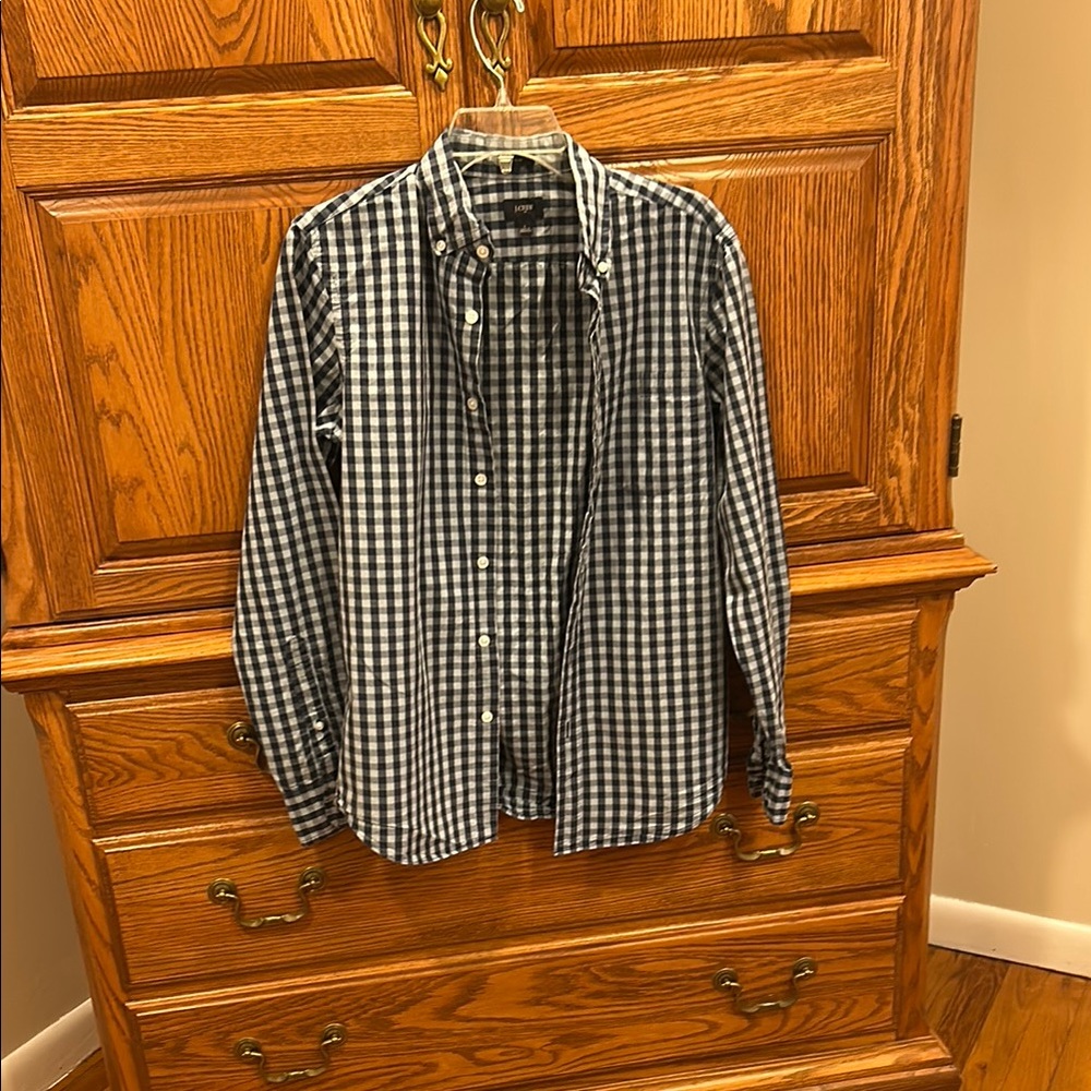 J. Crew Blue and White Casual Button Down Shirt